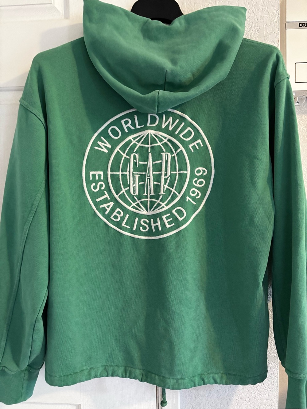 Limited GAP Green Pullover Hoodie with White Logo and drawstring bottom